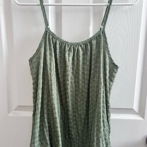 Green Textured Women's Tank Top
